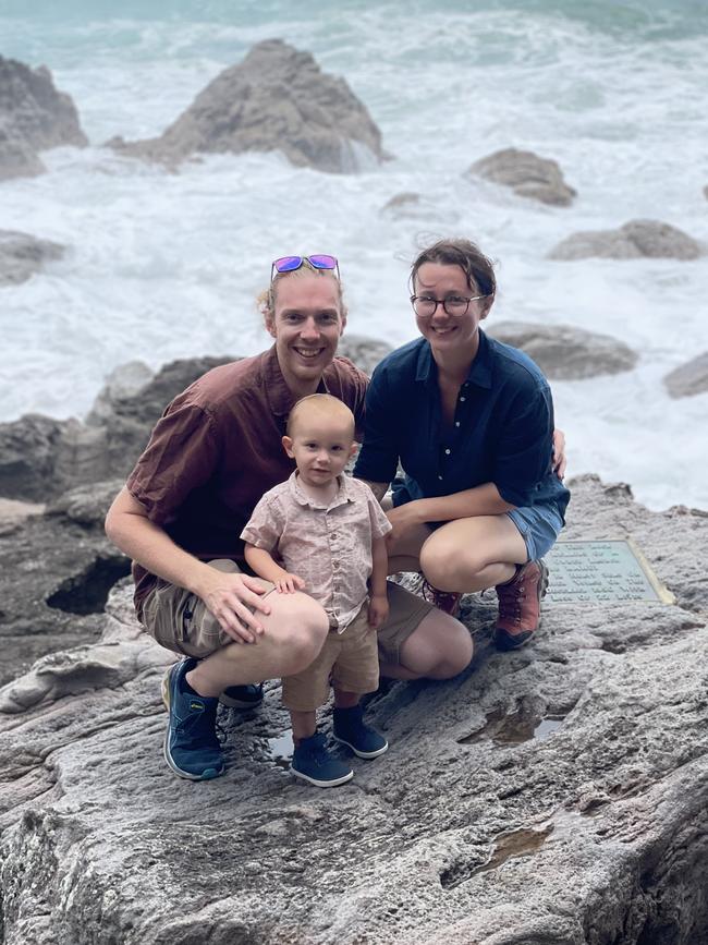 Dad Nick van Essen and Mum Joanna Benjamin with son George van Essen, a Devonport boy who needs a liver transplant. Picture: Supplied