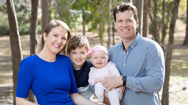 Former Channel 10 reporter Lauren Day (pictured with her husband Matthew Day, son Joseph,6, and daughter Rosie, 1.