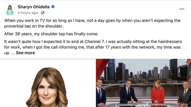 Seven news reporter Sharyn Ghidella shared her feeling about leaving the network on social media. Image: Facebook.