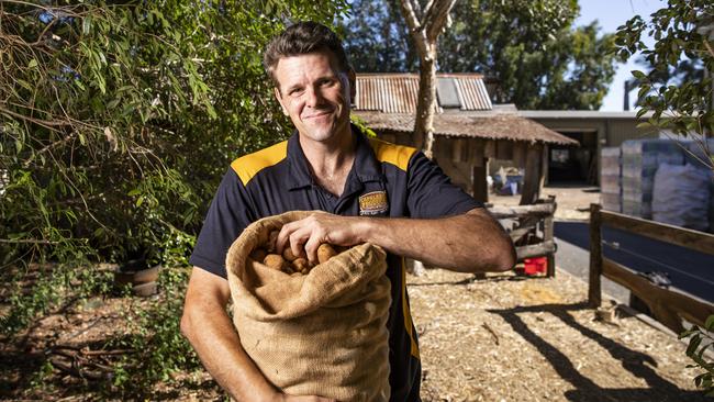 Capalaba Produce manager Nicholas Walls has seen also spike in demand for fruit trees, seedlings and seeds. Picture: Mark Cranitch.