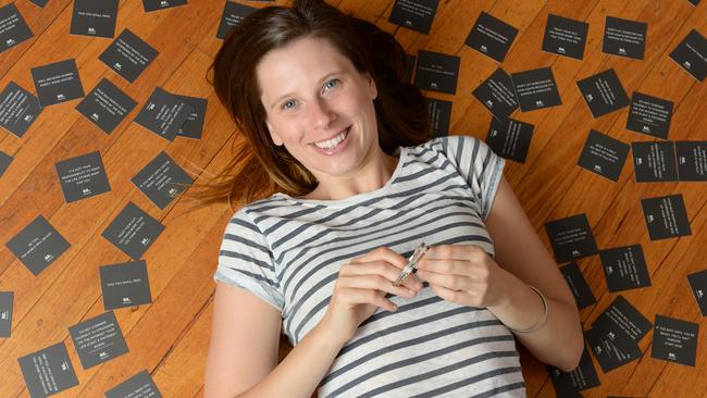 Chantelle Baxter is the owner and founder of Be Bangles and makes the jewellery on the floor of her lounge room at her home in Hughesdale. Picture: Lawrence Pinder