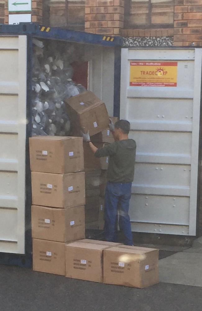 Wei Zhang unloads a new consignment of the Chinese-made plush toys including koalas in plastic bags on January 22, ahead of Australia Day. Picture: Patrick