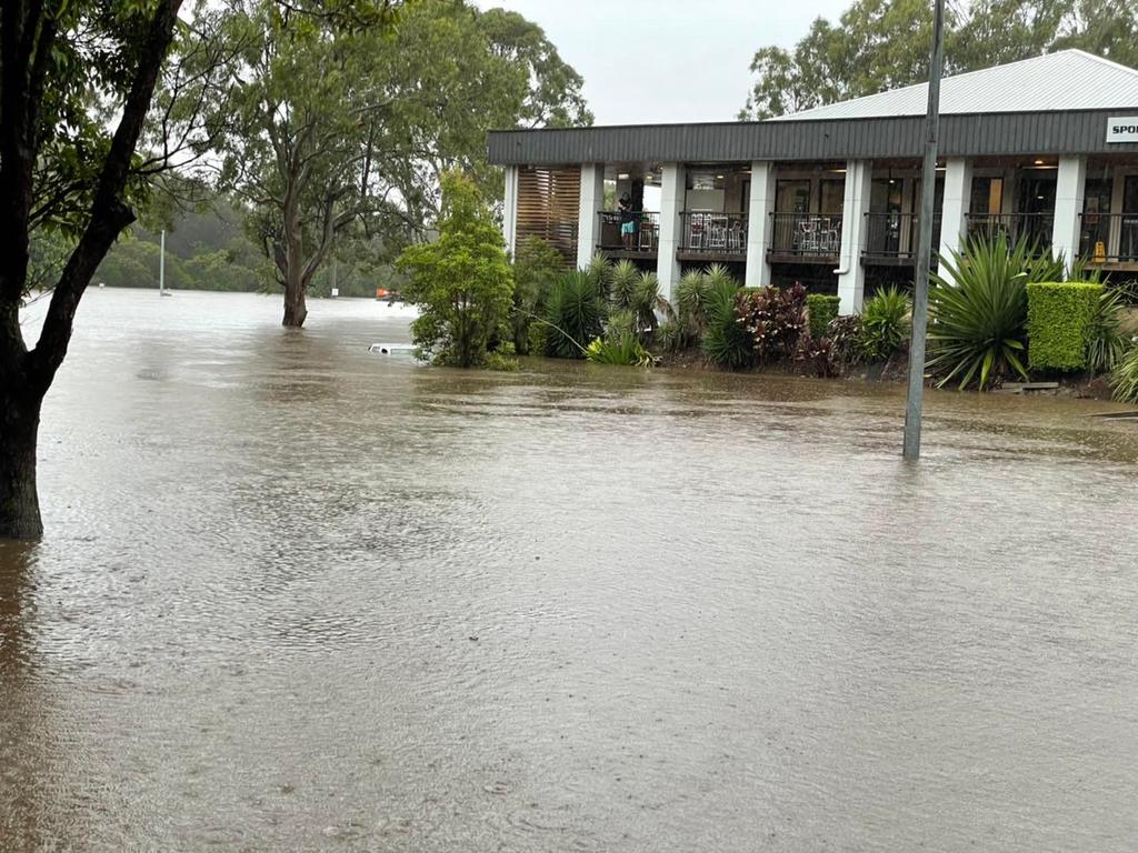 Ute submerged at Capalaba Tavern carpark. Picture: Don Brown MP