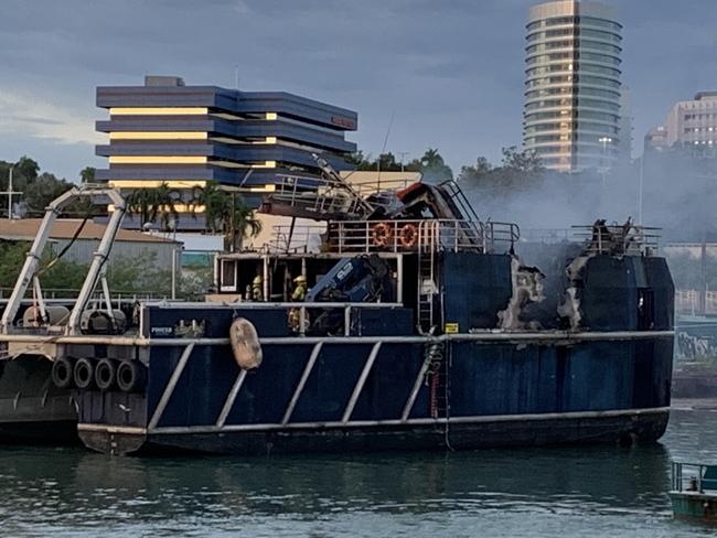 Police are looking to speak with two people who were in the area of a suspicious blaze that destroyed a vessel in Francis Bay Dr