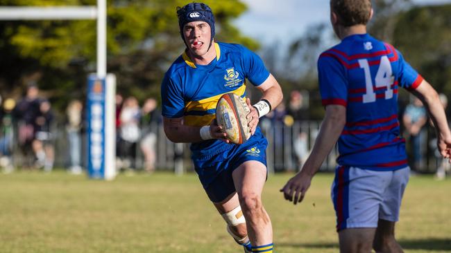 Chace Oates of Grammar against Downlands in O'Callaghan Cup on Grammar Downlands Day at Downlands College, Saturday, August 6, 2022. Picture: Kevin Farmer