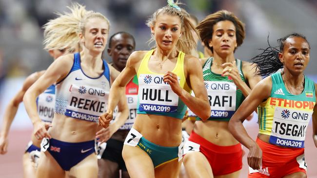 Australian Jessica Hull in the 1500m heats at the World Athletics Championships. Picture: Getty Images