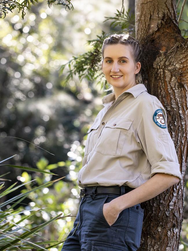 Molly Widdicombe, 27, is a part-time wildlife carer with David Fleay Wildlife Park, Tallebudgera. Photo: Mark Cranitch.