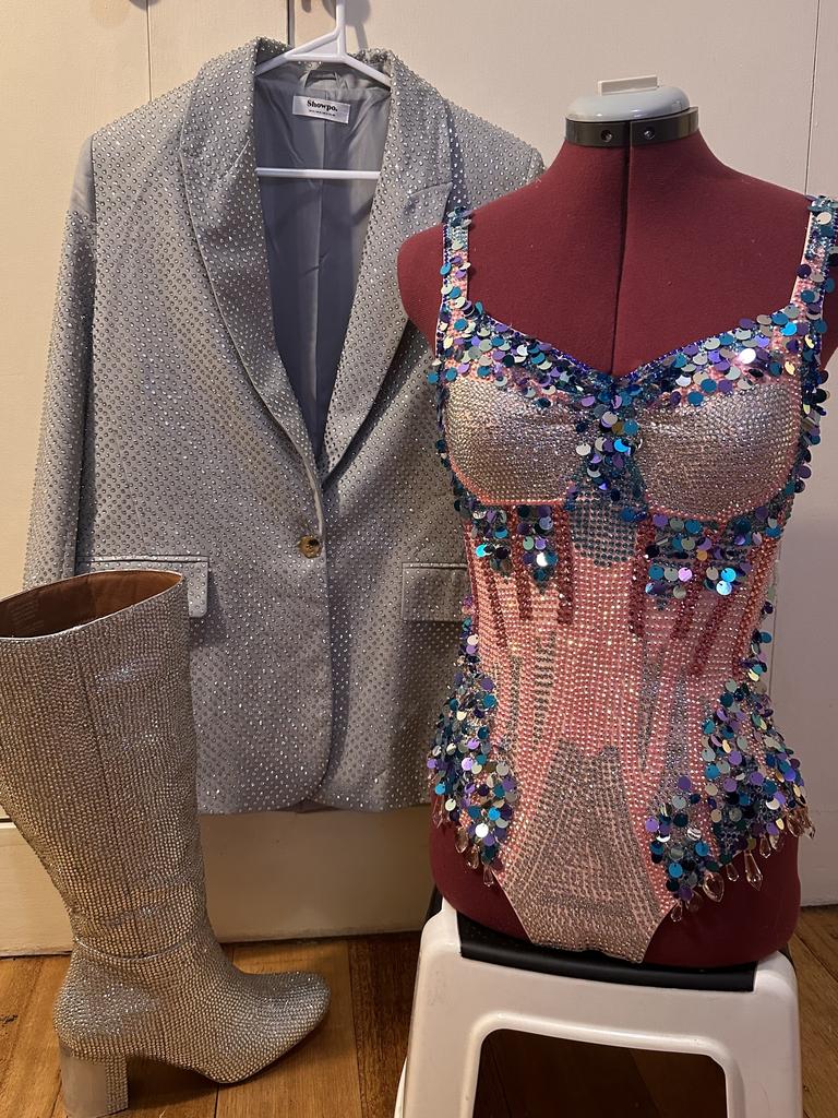 The Lover body suit alone using more than 110,000 rhinestones. Supplied by Katelin Humm