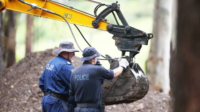Police have sifted through roughly 15 tonnes of top soil where they found pieces of fabric and a hessian bag. Picture: Peter Lorimer
