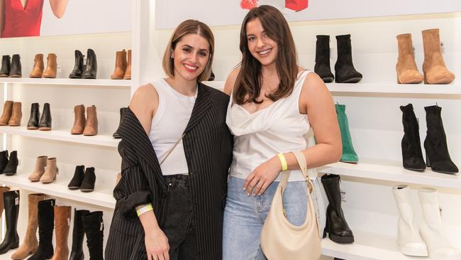 Cimon Vozzo (left) and Jess Rodgers (right) at the Spendless Shoes Rundle Mall store launch. Picture: Supplied