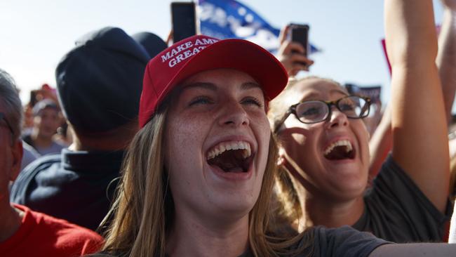 Supporters of Republican presidential candidate Donald Trump cheer during a campaign rally on Wednesday 2 November 2016, in Orlando, Florida. Picture: Evan Vucci/AP