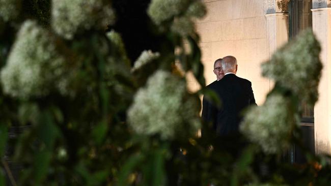 US President Joe Biden and Anthony Albanese speak. Picture: AFP