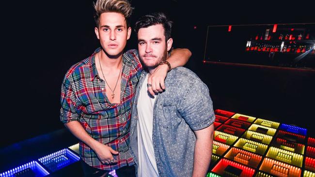 Two mate on the multi-coloured light-up dancefloor upstairs at Cheers on November 23, 2017. Picture: Micah Dunshea/Cheers Tuesdays Facebook page.