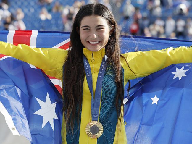 NCA. PARIS FRANCE. 2024 OLYMPIC GAMES. August 6 2024 -   Womens skatepark final. Australias Arisa Trew wins gold in the skatepark final  . Pic: Michael Klein