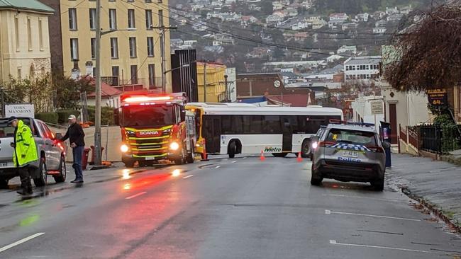 Scene of vehicle/pedestrian incident on York St, Launceston. Pictures: Alex Treacy