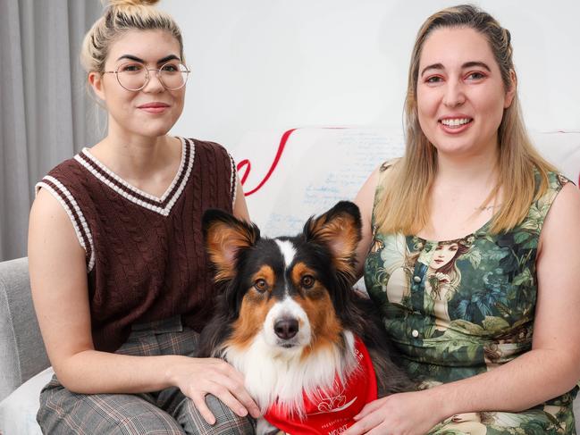 MELBOURNE, AUSTRALIA - AUGUST 31 2024Sarah and Britney with their dog Poet areCurrently looking for their first home in Epping, Thomastown and Reservoir.The Melbourne market may be stuck in neutral, but it remains a city of high property values with a median house price above $900,000.Picture: Brendan Beckett