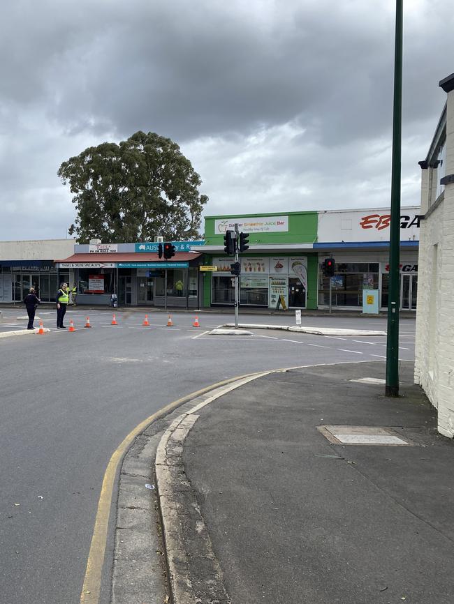 The blind corner where Christine Read was hit by a truck on Thursday. Picture: Brinley Duggan