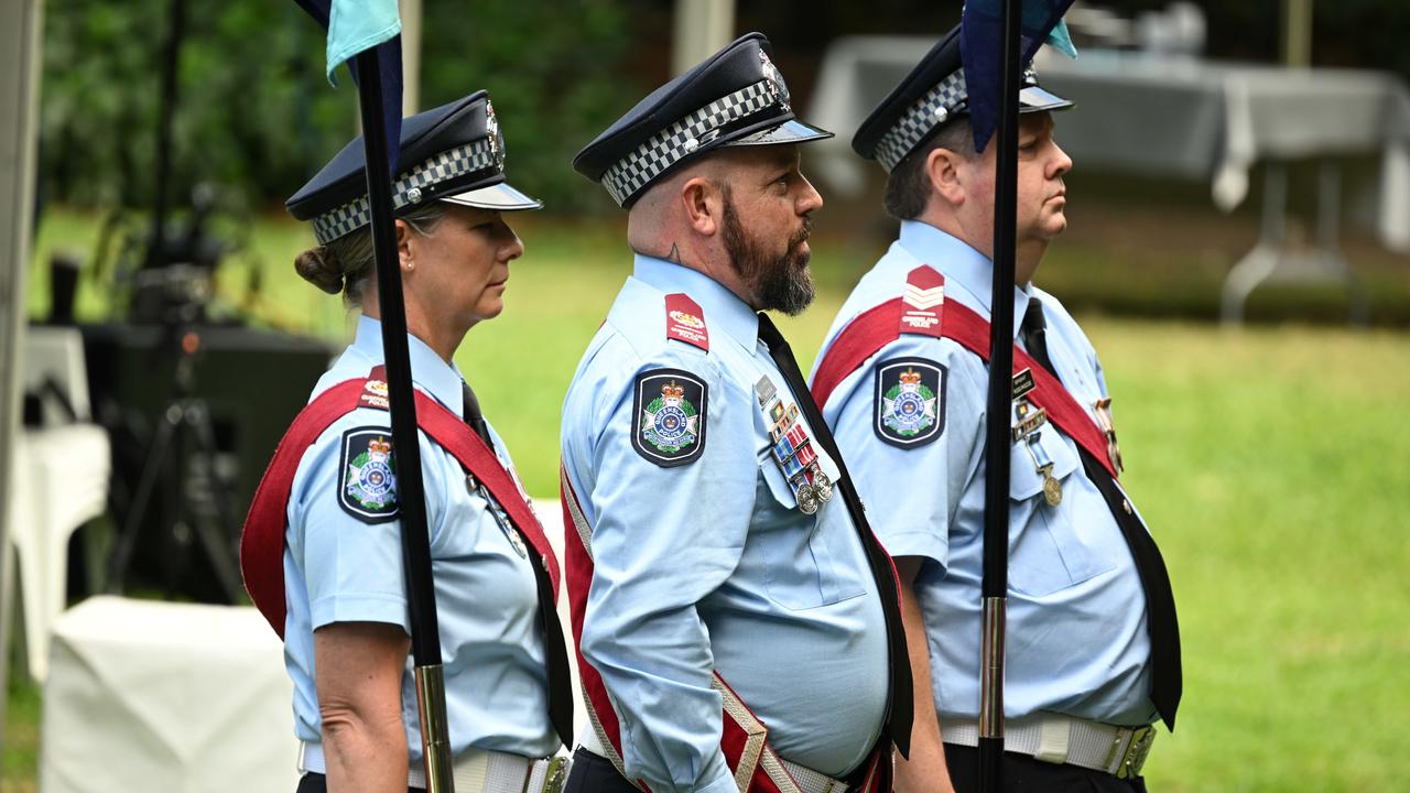 The 2024 National Police Remembrance Day march and service, attended by Police Commissioner Steve Gollschewski , QLD Premier Steven Miles and Opposition leader David Crisafulli, Brisbane. Picture: Lyndon Mechielsen/Courier Mail