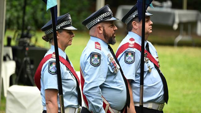 The 2024 National Police Remembrance Day march and service, attended by Police Commissioner Steve Gollschewski , QLD Premier Steven Miles and Opposition leader David Crisafulli, Brisbane. Picture: Lyndon Mechielsen/Courier Mail