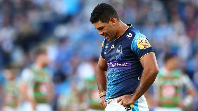 Brian Kelly of the Titans looks on during the round 14 NRL match between the Gold Coast Titans and the South Sydney Rabbitohs at Cbus Super Stadium, on June 11, 2022, in Gold Coast, Australia. (Photo by Chris Hyde/Getty Images)