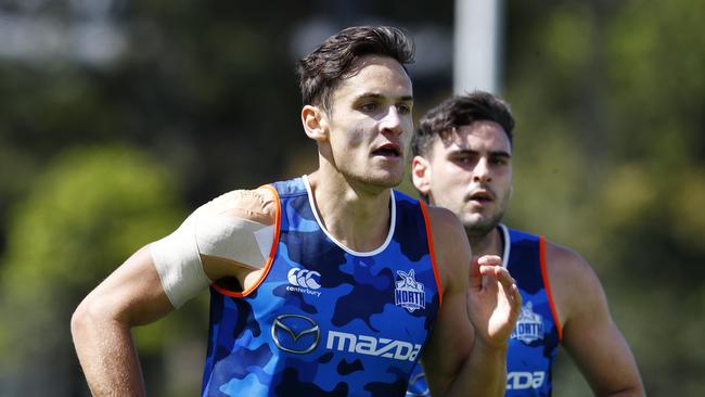 North Melbourne’s endurance king Mitch Hibberd during a pre-season time trial.