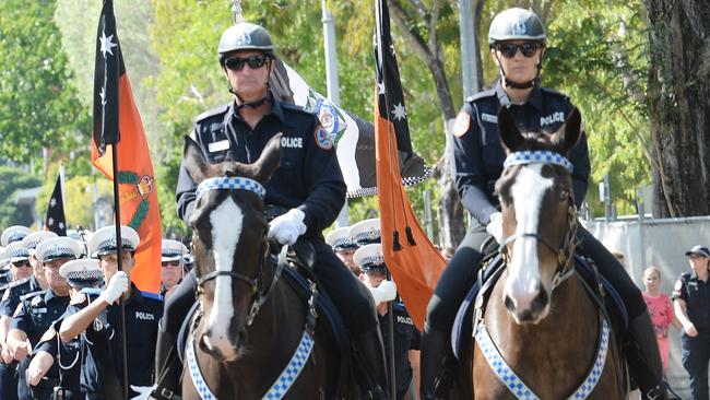 NT Police march down Mitchell Street to remember fallen officers as part of Police Remembrance Day. PICTURE: Katrina Bridgeford