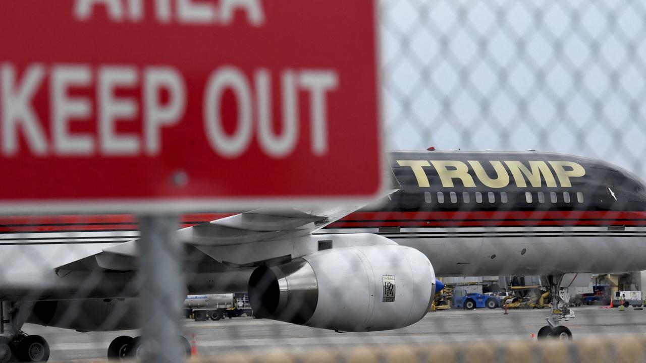 Donald Trump’s plane in Washington DC. Picture: Olivier Douliery/AFP