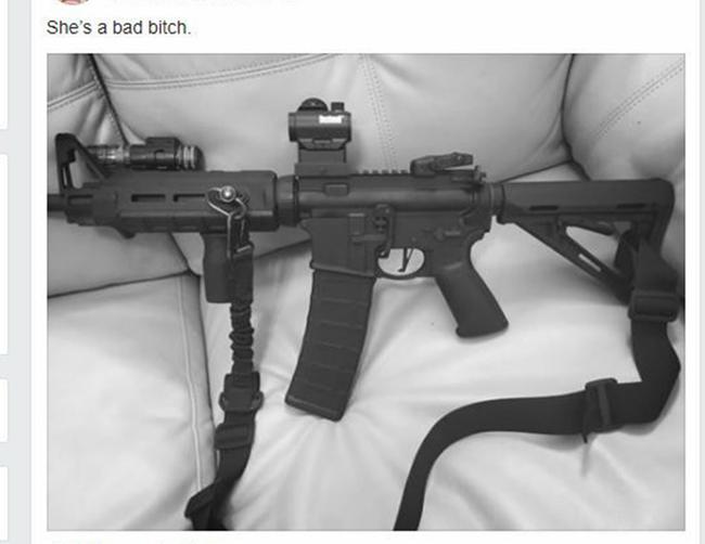 Kelley posted this picture of a gun on Facebook recently. Picture: Facebook