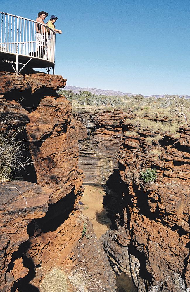 Joffre Falls lookout in Karijini National Park. Photo: Tourism WA.