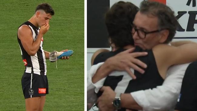 The Daicos brothers took part in beautiful post-match scenes in tribute to their late grandfather.