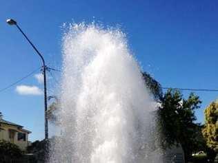 Burst water main on Ballina Road, East Lismore. Photo: Ben Daley