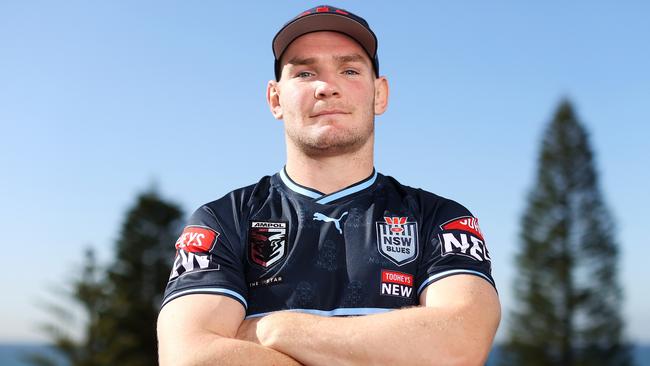 SYDNEY, AUSTRALIA – MAY 22: Liam Martin of the Blues poses during a NSW Blues State of Origin Media Opportunity at the Crowne Plaza, Coogee on May 22, 2023 in Sydney, Australia. (Photo by Mark Kolbe/Getty Images)