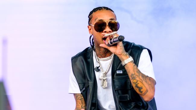 Tyga performs at the rap-focused Jumanji Festival at the Melbourne Showgrounds last night. Picture: Ben Symons.