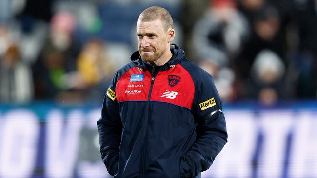 Simon Goodwin was fuming at the speculation. (Photo by Michael Willson/AFL Photos via Getty Images)