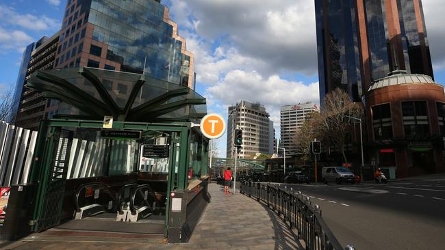 A pedestrian makes their way along a street in the usually bustling district in Sydney’s north. Picture: Getty Images