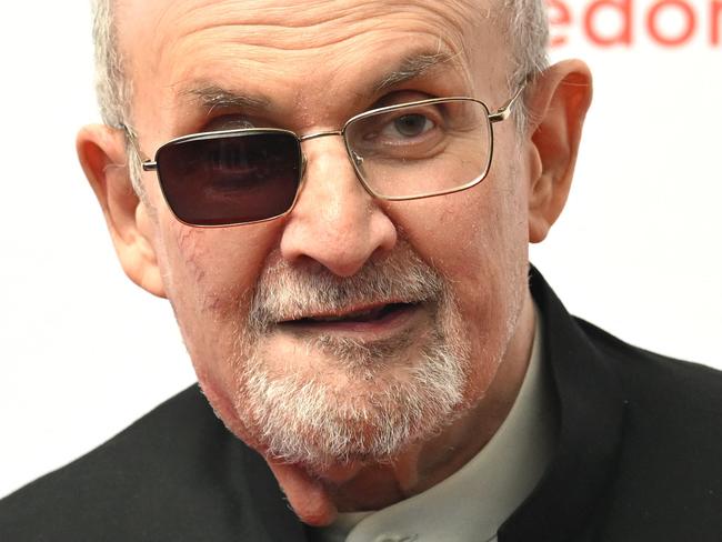 British-US author Salman Rushdie arrives for the PEN America Literary Gala at the American Museum of Natural History in New York City on May 18, 2023. This year's gala, hosted by US comedian Colin Jost, is honoring Canadian writer and producer Lorne Michaels. (Photo by TIMOTHY A. CLARY / AFP)