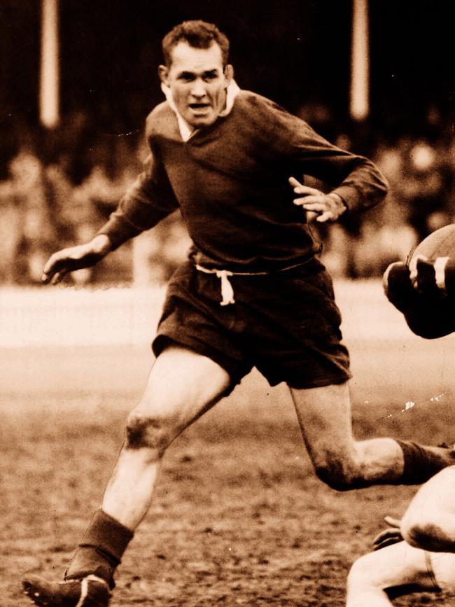 Jack Rayner in action for Souths during a game in the late 1940s. 