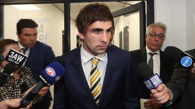 West Coast Eagle Andrew Gaff at the AFL Tribunal in Melbourne last night. Picture: David Geraghty