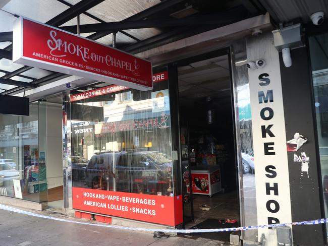 A tobacco shop in South Yarra was also torched in February this year. Picture: David Crosling