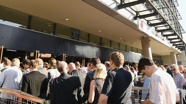 Fans queued outside the MCG ahead of the season-opener last year. Picture: Getty Images