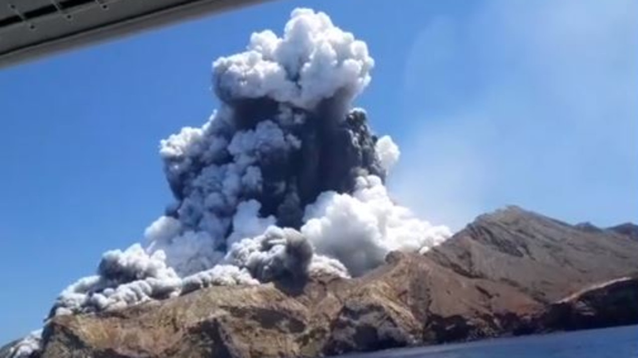 The eruption as captured from a tourist on a boat. Picture: Instagram/ @allessandrokauffman