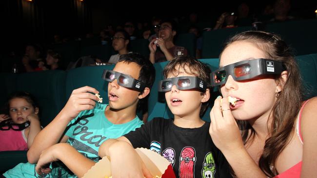 Reading Cinemas Harbour Town. Photo of 3D fans Joshua Humphries, Ethan Humphries, Maddison Humphries.