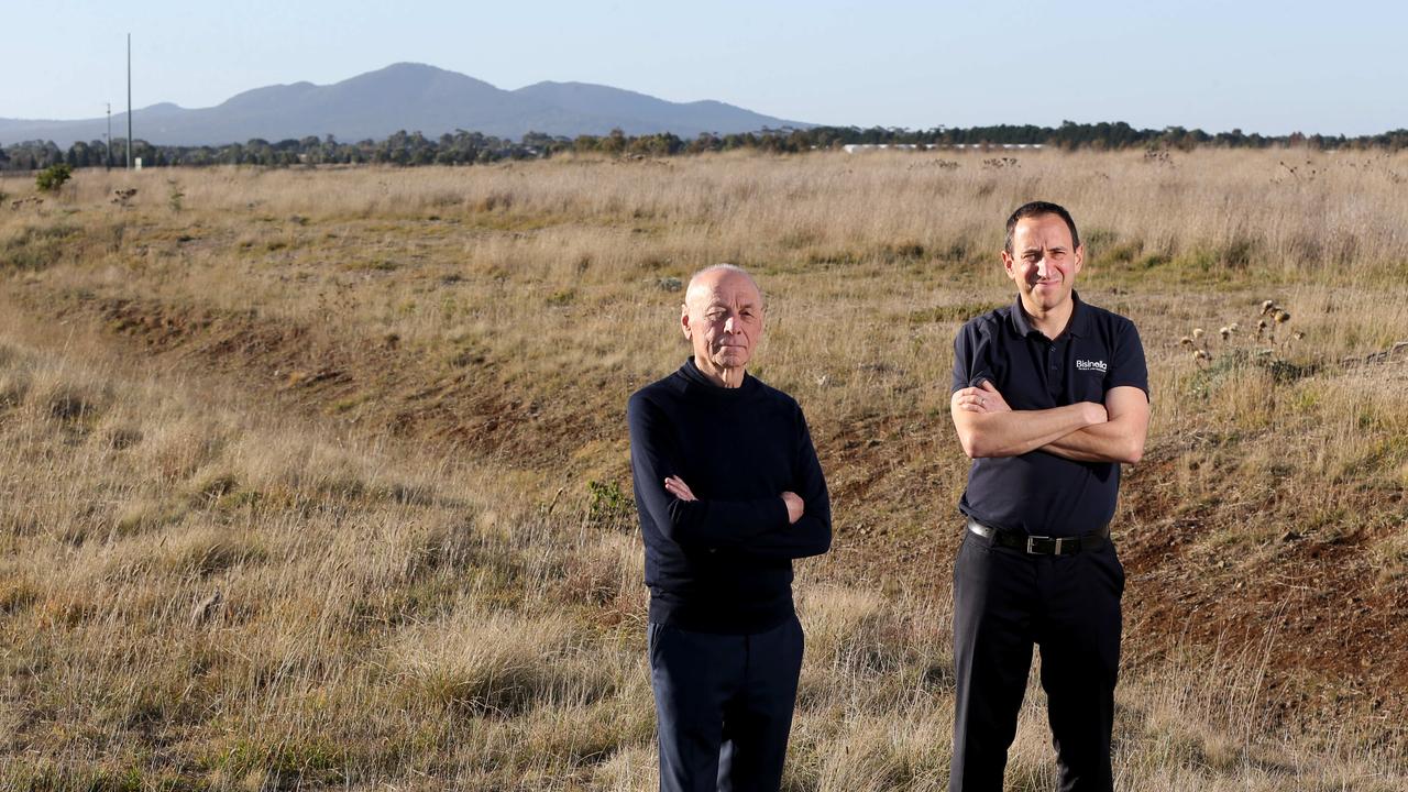 Lino and Richard Bisinella at the site of the proposed Lara incinerator. Picture: Mike Dugdale.