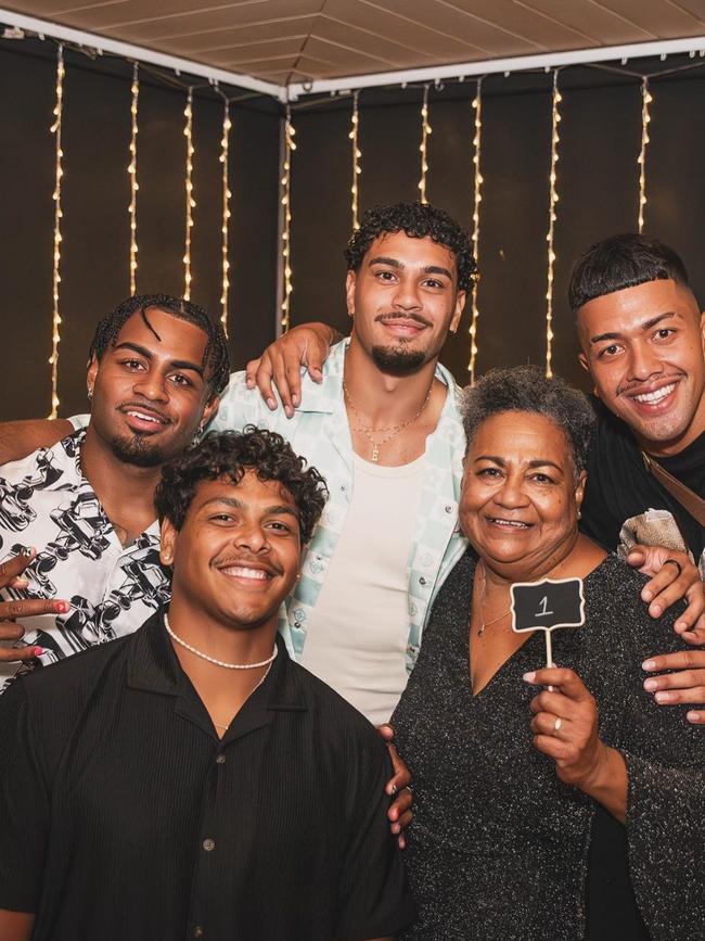 Ezra Mam, Selwyn Cobbo, Ethan Quai Ward and Xavier Willison at Mam's 21st birthday party. Photo: Instagram/@ezra.mam