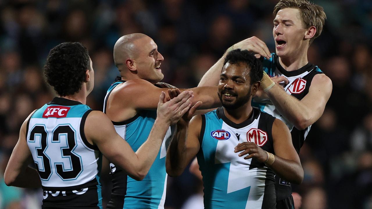 It was all the Power at Adelaide Oval. (Photo by Sarah Reed/AFL Photos via Getty Images)