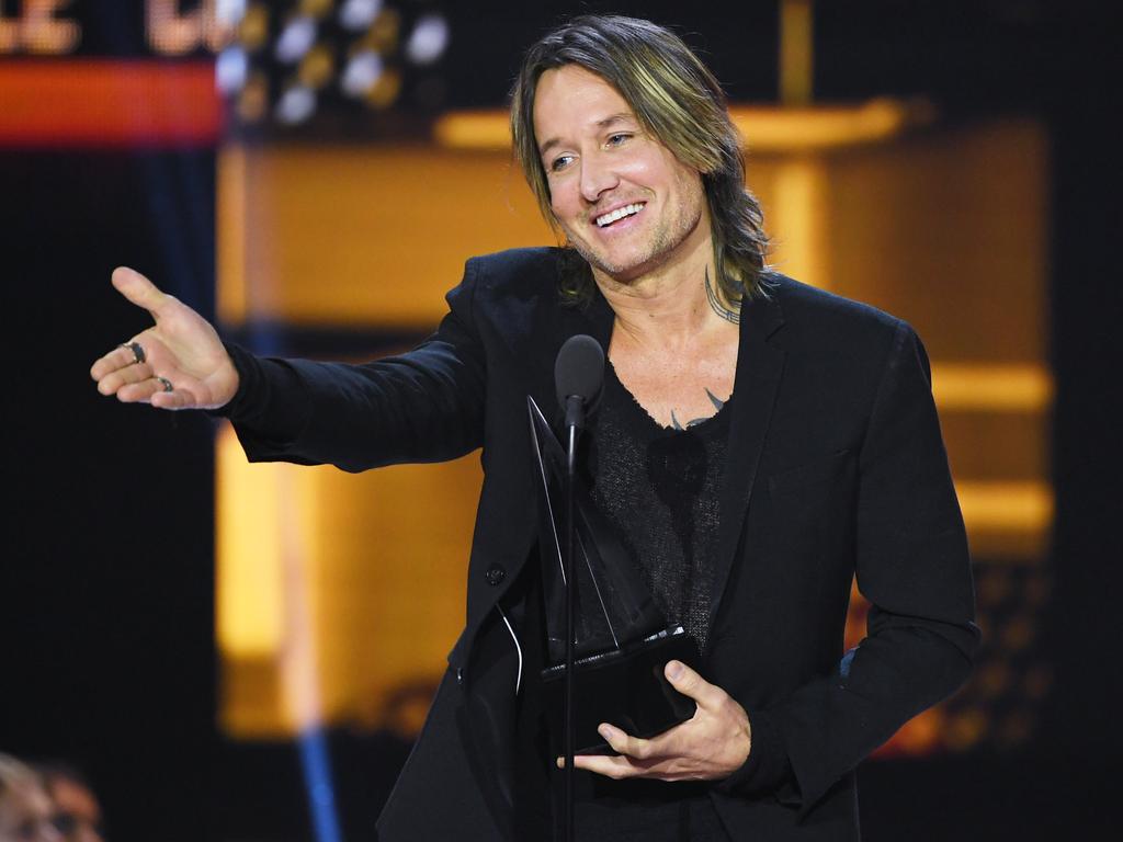 Keith Urban accepts the Favorite Male Artist Country award during the 2017 American Music Awards at Microsoft Theater on November 19, 2017 in Los Angeles, California. Picture: Getty