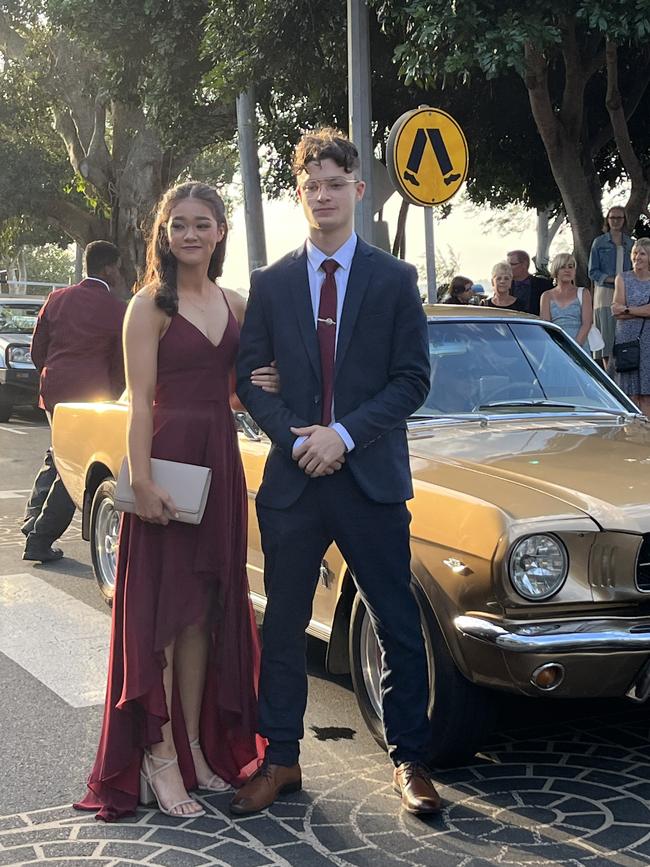 Harvey Chamberlain and Olivia Hon Foy arrived at the formal in a 1965 Ford Mustang.