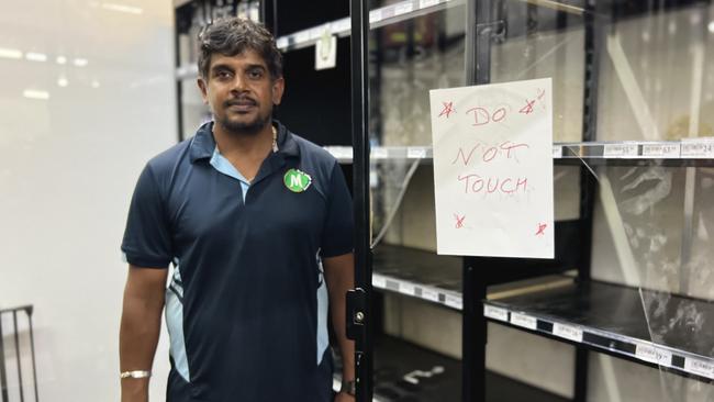 Moil Supermarket owner Pradeep Palanisamy has welcomed new ram raid laws in the Northern Territory, after suffering thousands of dollars in damage in a ram raid last week. Picture: Fia Walsh.