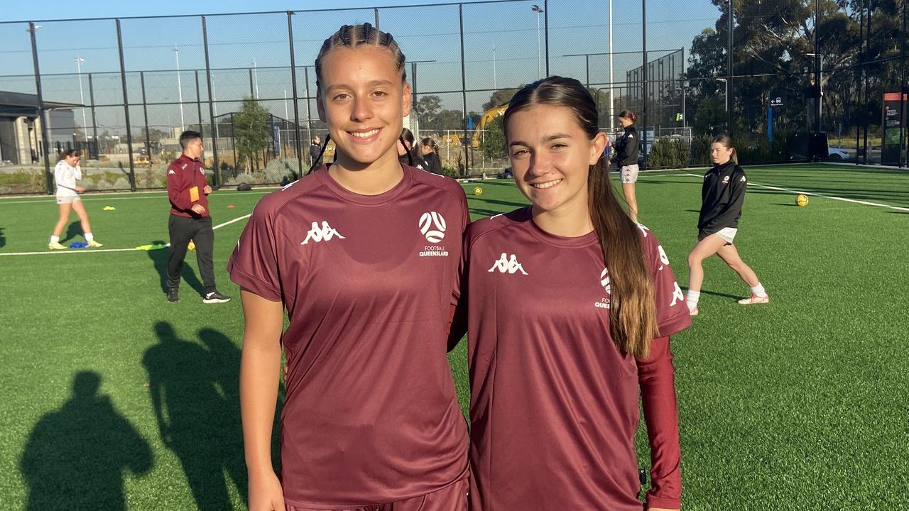 Queensland U16 girls Isabela Hoyos and Rosie McMahon. Picture: Max Hatzoglou