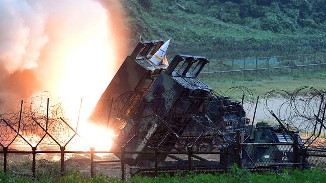 A US Army Tactical Missile System (ATACMS) in South Korea. Picture: Getty Images